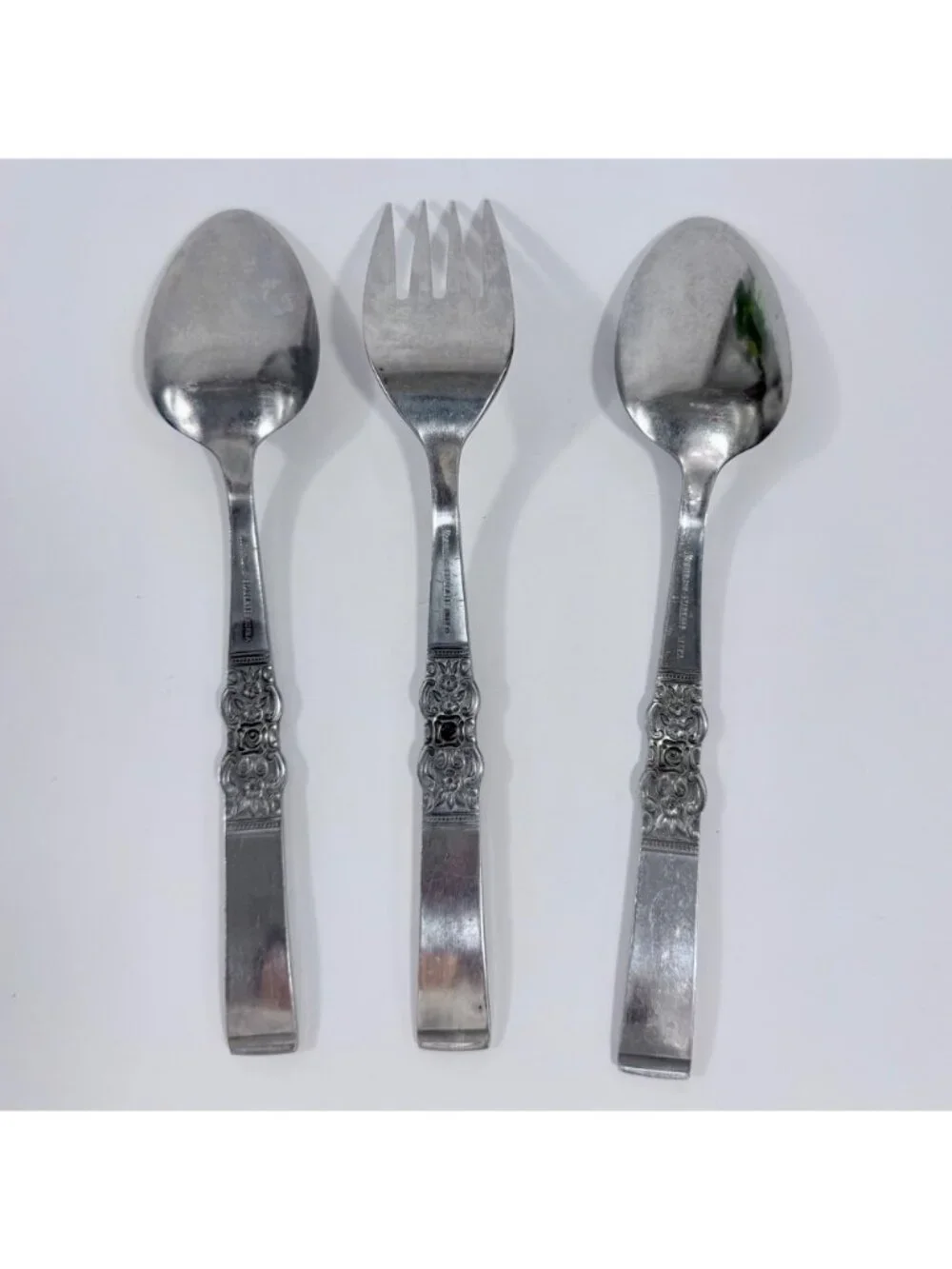 Vintage Northland Oneida Stainless Steel Serving Set Decorative Floral Handles S
